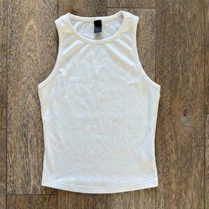 White Ribbed Soft Knit Sleeveless Top XS